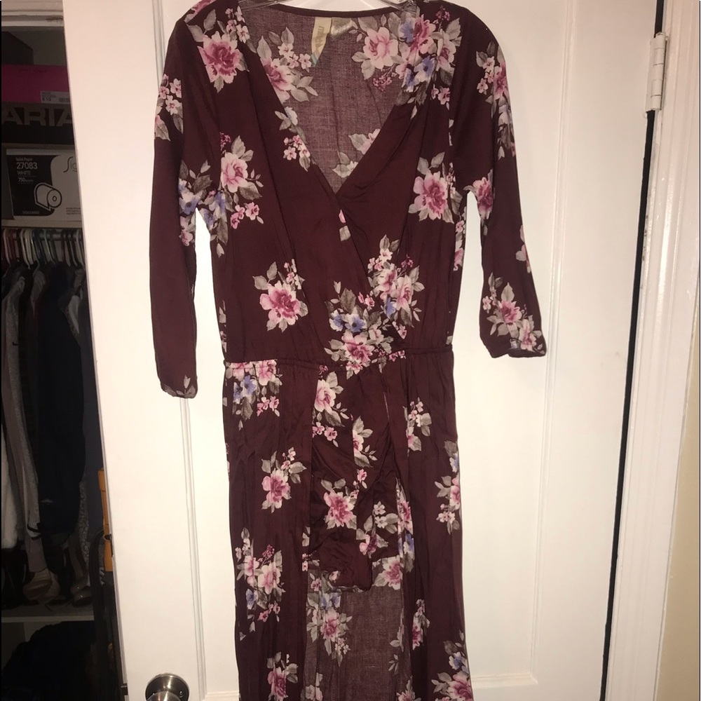 Mimi Chica Maroon flowered romper/dress